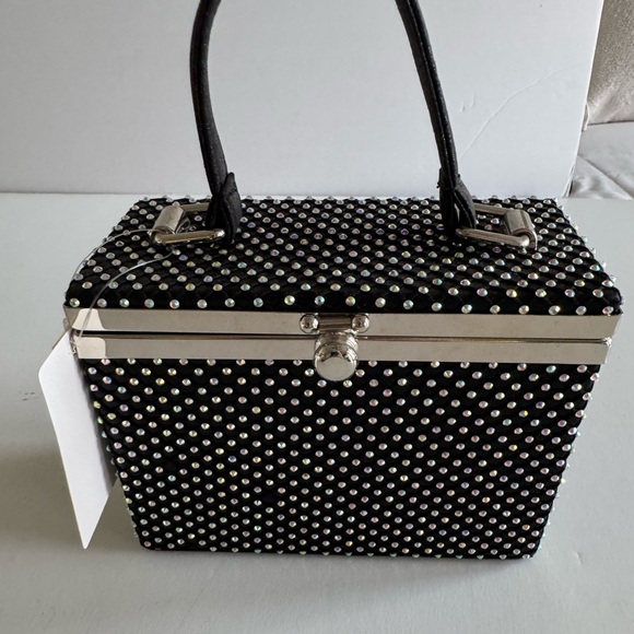Handbags - Evening Purse, Boxy, Silver Hardware, Covered in rhinestones (2 missing) NWT